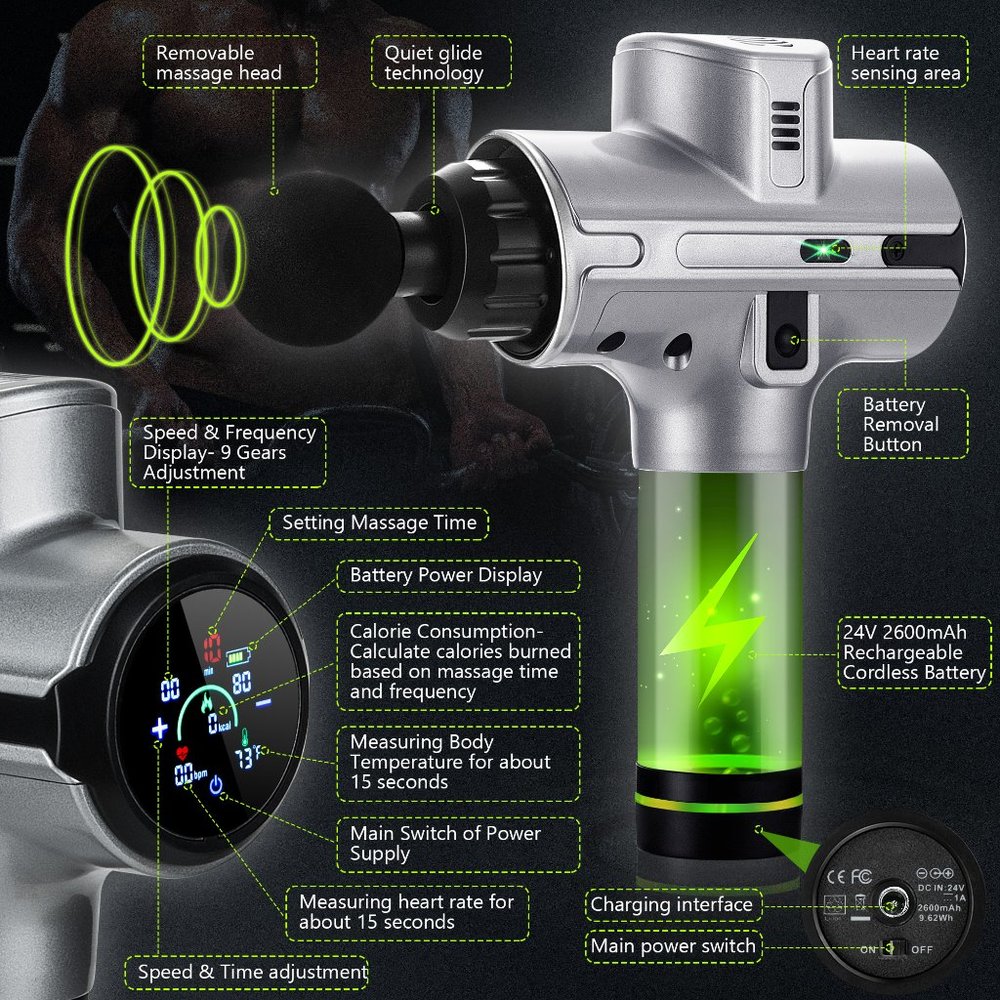 Massage Gun Deep Tissue Handheld Muscle Massager - Picture 3 of 10